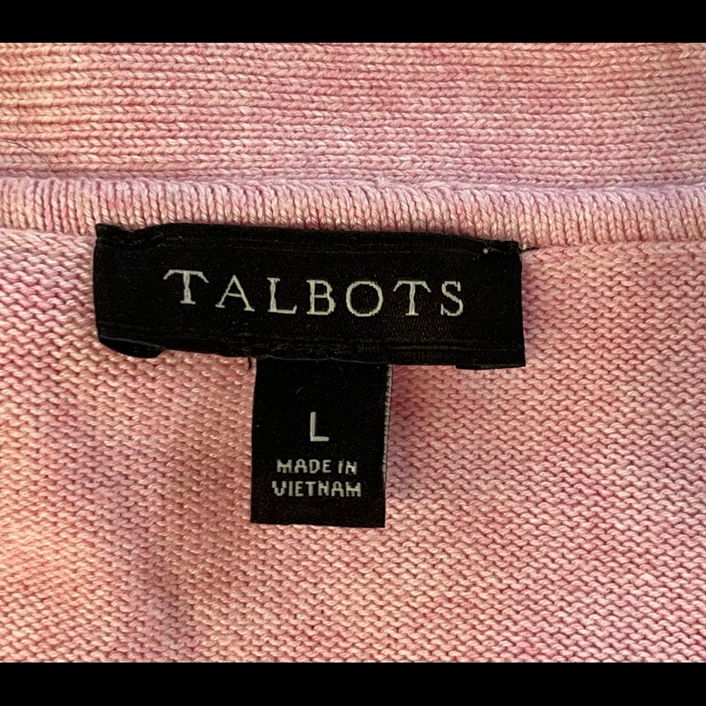 TALBOTS lightweight pink button front cotton / rayon cardigan, size L EUC - Picture 6 of 8